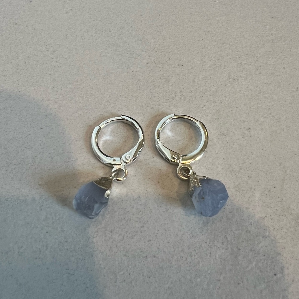 SOLD-Chic Silver Earrings with Blue Stone